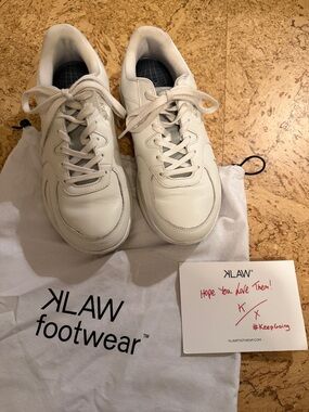 KLAW Women's White Athletic Sneakers - Sleek Leather Casual Trainers